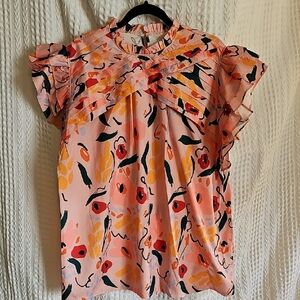 Floral Ruffle Sleeve Top - Pink